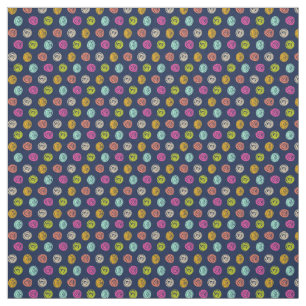 Tissu Rainbow Confetti Polka Dot Party on Navy Fabric