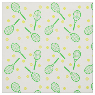 Tissu Raquettes et balles de tennis - vert et jaune