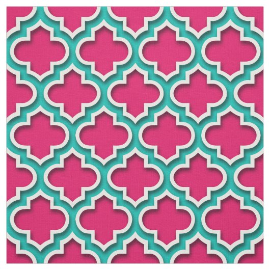 Tissu Raspberry Teal White Moroccan (Échantillon)