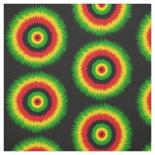 Tissu Rasta Red Yellow Green Tie Dye Circles Pattern (Échantillon)