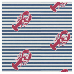 Tissu Rayure blanche bleue de monogramme rouge nautique