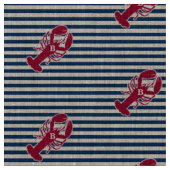 Tissu Rayure blanche bleue de monogramme rouge nautique (Fermer)