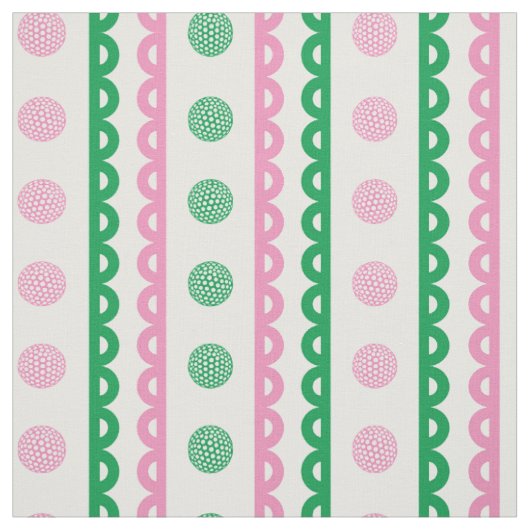 Tissu Rayure de golf festonnée Prépa - Rose & Vert (Échantillon)