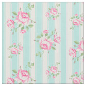 Tissu Rayure florale Teal de rose classique de cru (Fermer)