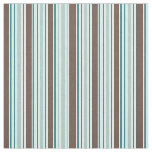 Tissu Rayures blanches Brown vert-bleu (Échantillon)