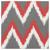Tissu Rayures d'Ikat Chevron - rouge, blanc et gris/gris (Détail)