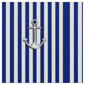 Tissu Rayures et Ancres nautiques classiques de bleu (Fermer)