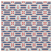Tissu Rayures et motif de points nautiques (Échantillon)