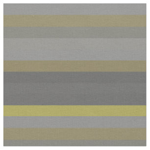 Tissu Rayures horizontales grises moutarde rétro