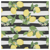 Tissu Rayures Noires Citron Citrons (fermé)