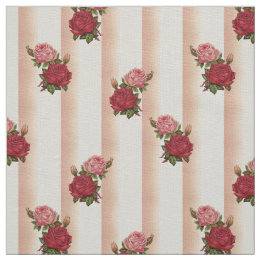 Tissu Rayures Rose Gold Chic Roses Floral Lin