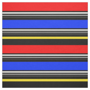 Tissu Rayures rouges bleues noires décoratives