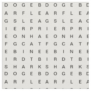 Tissu Recherche Word (Animaux) Blanc