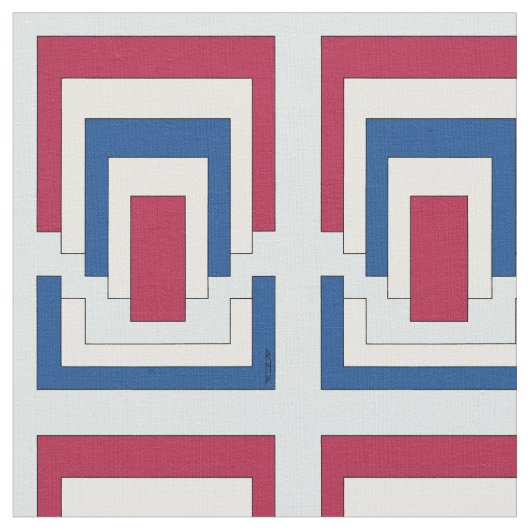 Tissu Rectangle Abstrait en rouge, blanc et bleu (Fermer)