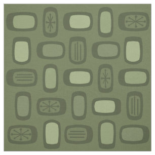 Tissu Rectangles arrondies MCM du milieu du siècle vert
