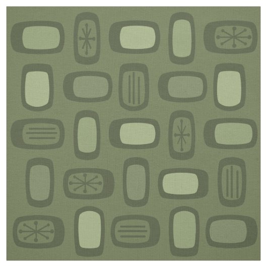Tissu Rectangles arrondies MCM du milieu du siècle vert (Échantillon)