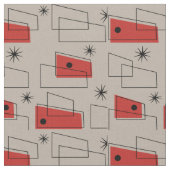 Tissu Rectangles modernes du milieu du siècle rouge (Fermer)