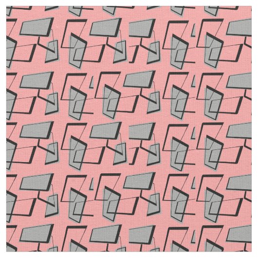 Tissu Rectangles modernes du milieu du siècle sur PInk (Fermer)