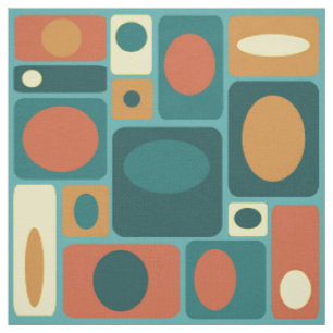 Tissu Rectangles turquoise modernes du milieu du siècle