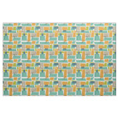 Tissu Rectangles turquoise orange verte mi-siècle (Yard)