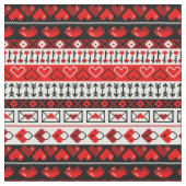 Tissu Red 8 Bit Love Hearts (Fermer)