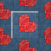 Tissu Red Bandana Heart Denim Combo (Carreau)