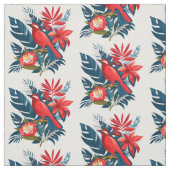 Tissu Red bird & flowers pattern Winter Holiday Artistic (Échantillon)