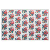 Tissu Red bird & flowers pattern Winter Holiday Artistic (Fat Quarter)