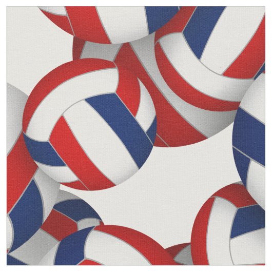 Tissu red blue team colors volleyballs pattern (Fermer)