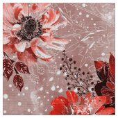 Tissu Red, burgundy flowers. (Fermer)