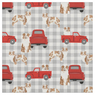 Tissu Red Merle Aussie et camion rouge