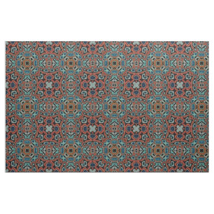 Tissu Red Orange Blue Aqua Turquoise Hip Orient Art
