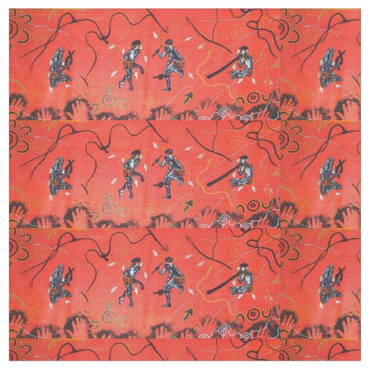 Tissu Red Sun Dancers Fabric autochtone (Fermer)