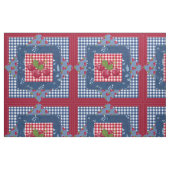 Tissu Red White Blue Cherries Gingham Patchwork Quilt (Fat Quarter)