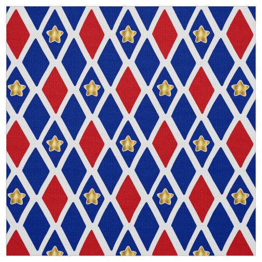 Tissu Red White Blue Diamond Gold Star (Échantillon)