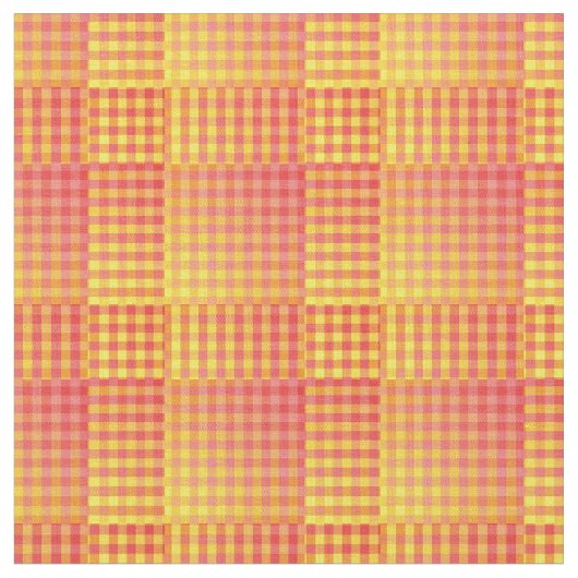 Tissu Red Yellow Checker Abstract Pattern (Fermer)