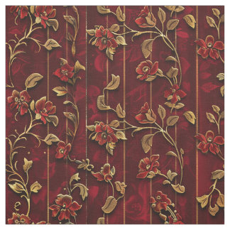 Tissu Regal Crimson Velvet avec Golden Floral