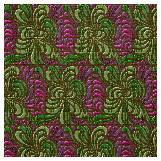 Tissu Remous de Libre-Forme de Nouveau d'art - vert et (Échantillon)