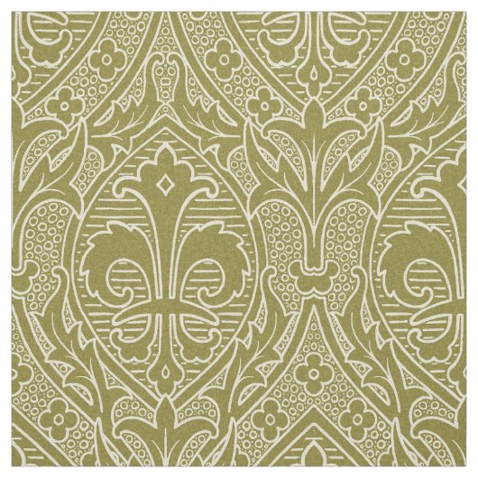 Tissu Renaissance gothique Fleur de Lys - Vieux Or (Échantillon)