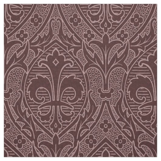 Tissu Renaissance gothique Fleur de Lys - Vin (Échantillon)
