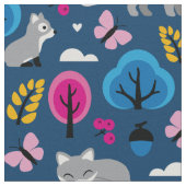 Tissu Renards dans la forêt de chênes (Détail)