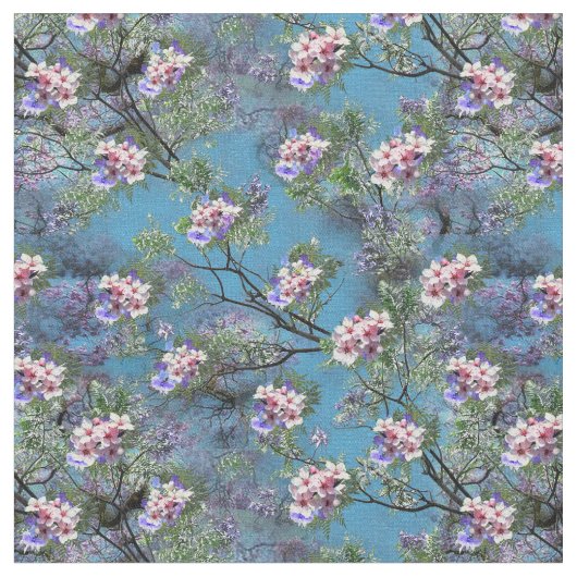 Tissu Répéter les fleurs de Jacaranda en violet, rose, R (Fermer)