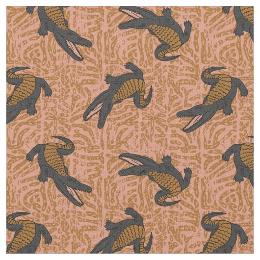Tissu reptile alligator rouille (Fermer)