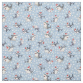 Tissu Requins de Noël & flocons sur fond bleu clair (Échantillon)
