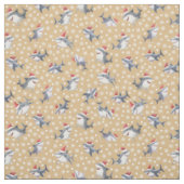 Tissu Requins de Noël & flocons sur orange clair (Échantillon)