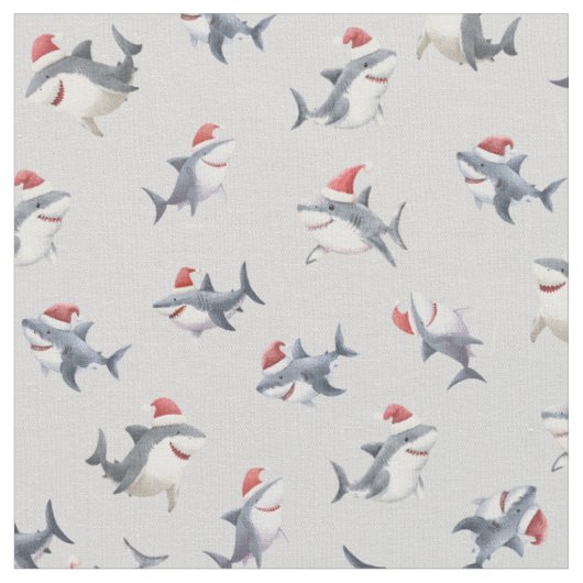 Tissu Requins de Noël jetés sur gris clair (Fermer)
