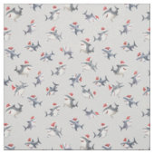 Tissu Requins de Noël jetés sur gris clair (Échantillon)