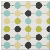 Tissu Rétro Aqua bleu jaune vert Cercles noirs MCM (Échantillon)