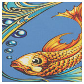 Tissu Retro Art Nouveau Koi Fish Pattern (Fermer)