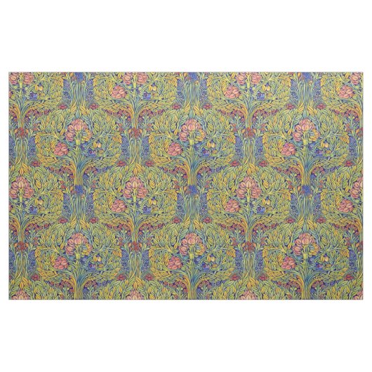 Tissu Retro Arts & Crafts style Birds in Trees Pattern (Fat Quarter)